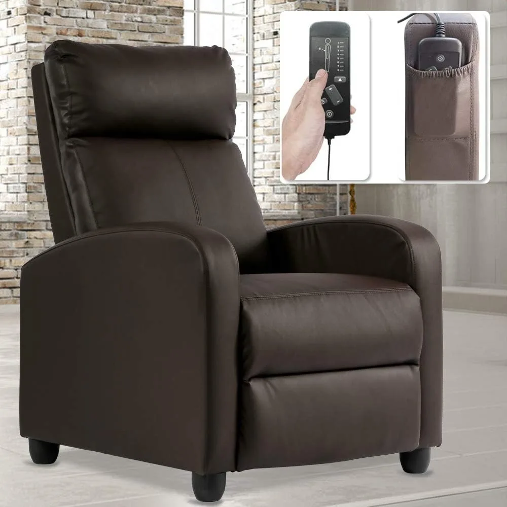 Chair, Padded Wide Seat Sofa PU Leather Massage Reclining Chair with Footrest & Backrest, Wingback Heavy Duty Modern