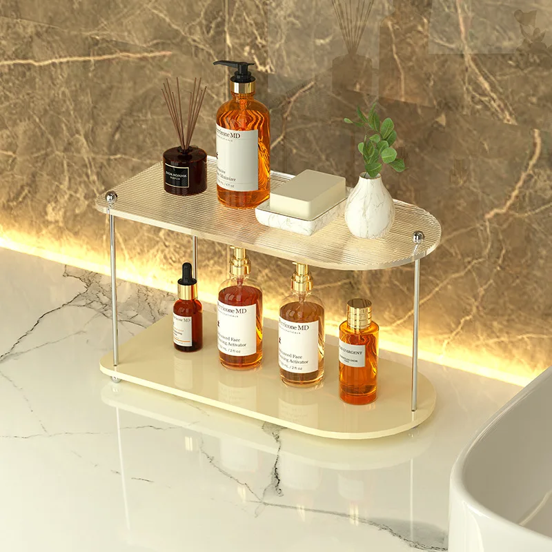 Acrylic Bathroom Organizer Rack Luxury Makeup Cream Skincare Perfume Storage Holder Home Tabletop Shampoo Shelf 3 Colors