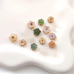 Piedra de ojo de gato con incrustaciones de oro mate chapada en cobre, cuentas de Transporte de flor de melocotón, imitación de piedra de luz de Luna, cuenta de partición, joyería DIY