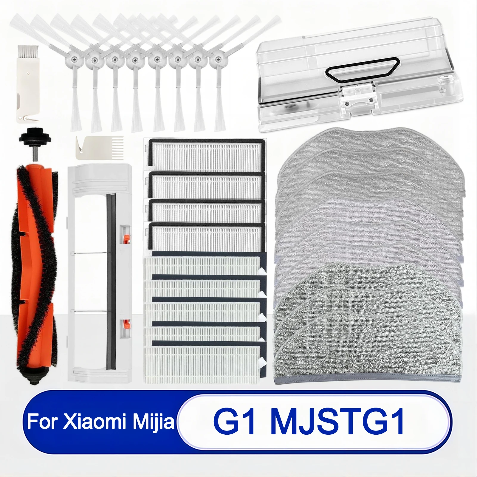 For Xiaomi Mijia G1，MJSTG1 MiRobot Vacuum Spare Parts：Essential Main Roller/Side Brush，Cover， Hepa Filter，Mops，Dust Box Optional