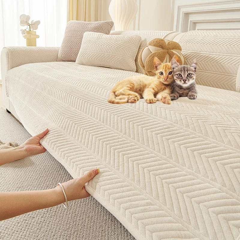 Housse de siège de canapé épaisse en velours, 1 pièce, housse de coussin de canapé universelle nordique, antidérapante, tapis de serviette d'angle en L pour salon