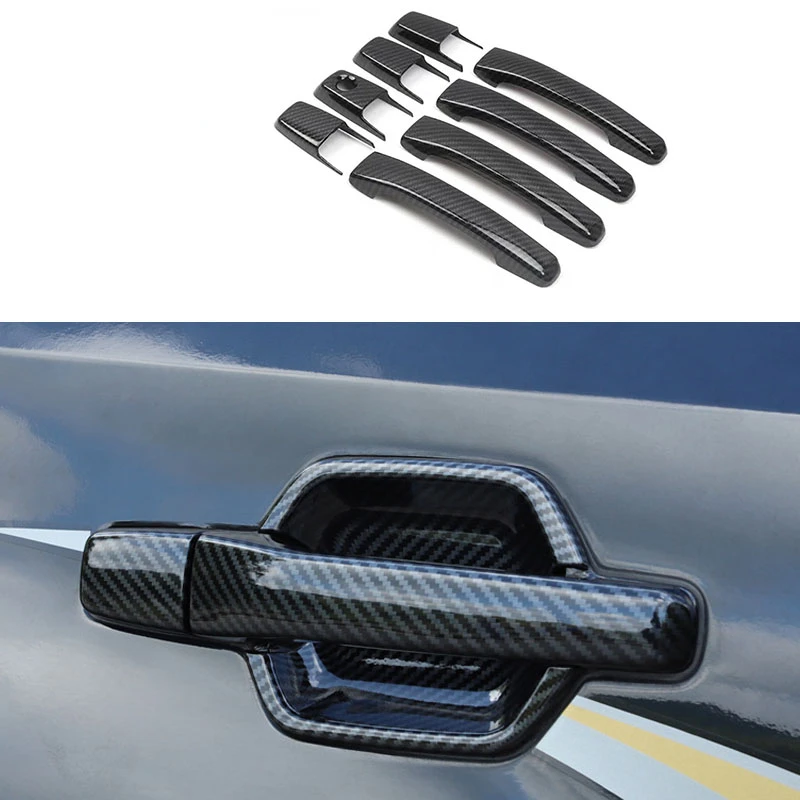 Fit  For Mitsubishi PAJERO 2007-2019 2020 Door Handle Tirm Accessories Carbon Fiber Color Door Handle Cover styling Auto parts