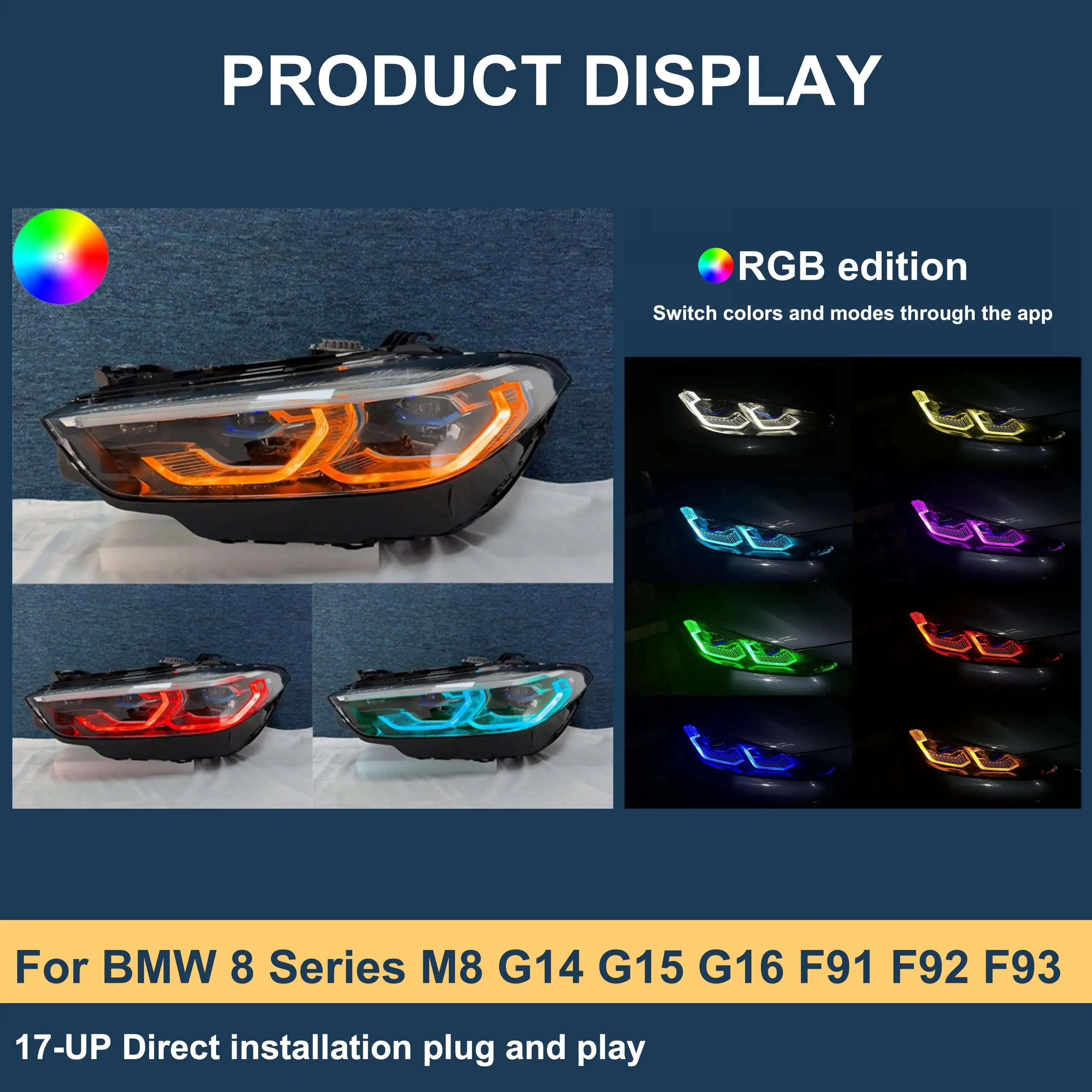 J ONE Drl Rgb Colour Control By Phone Headlight For BMW 8 Series M8 G14 G15 G16 F91 F92 F93 2017-UP Car Lights Led Headlight