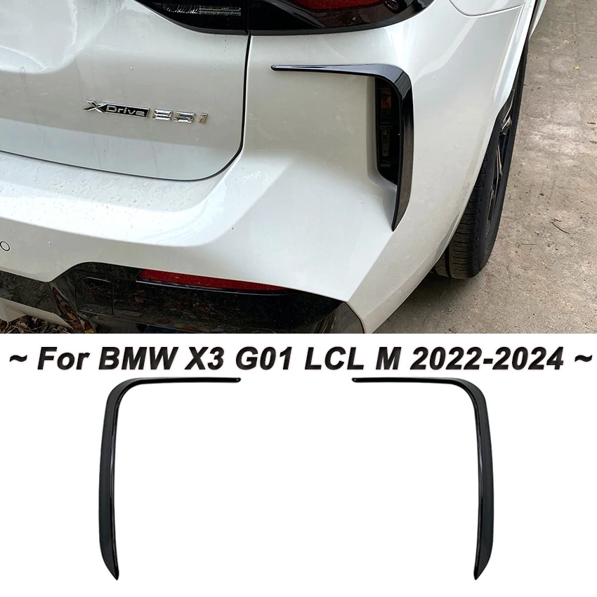 2Pcs Car Rear Bumper Lip Spoiler Canards Splitter Diffuser Side Wind Knife Trim Body Kits For BMW X3 G01 LCL M Sport 2022-2024