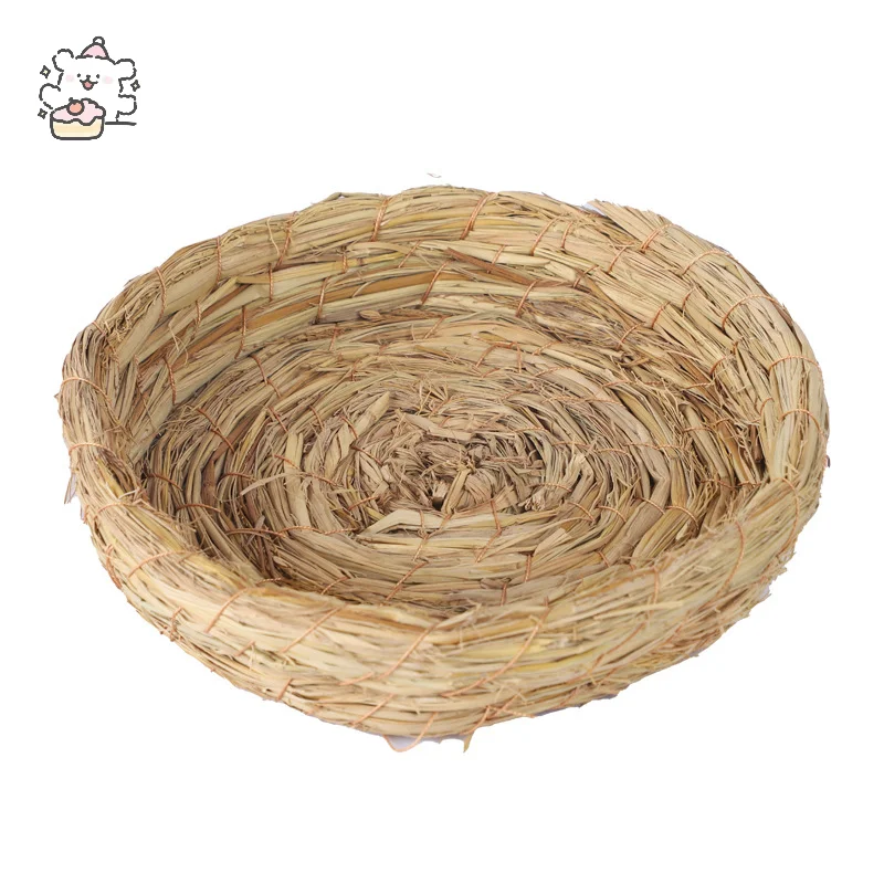 Bird Hut,Breeding Nest For Birds Hand Woven Flat Base Straw Bird Nest Hatch House