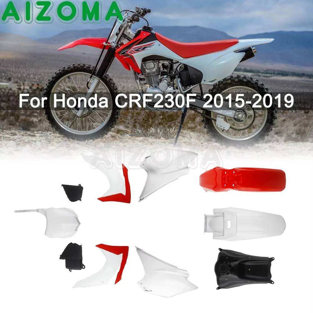 For Honda CRF230F Dirt Bike Full Body Cover Side Fairing Panel Front Number Plate Fender Fuel Tank Seat Kit For CRF 230F 2015-19