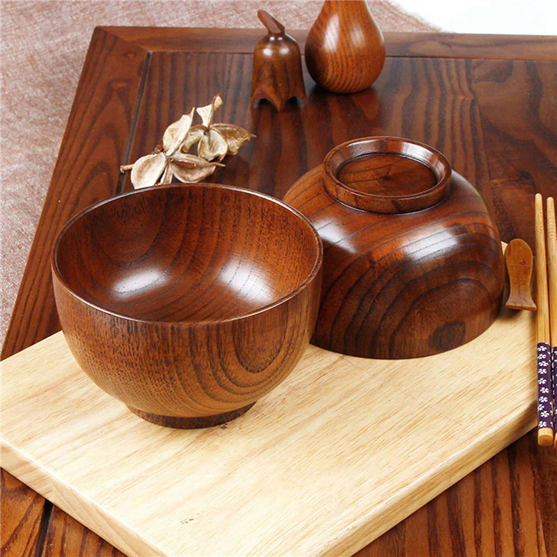 

【Party-Decoration】Jujube Japanese-Style Wooden Bowl Wooden Rice Bowl Noodle Bowl Diameter 4.5 Inches By 2-5 / 8 Inch (Medium) 12