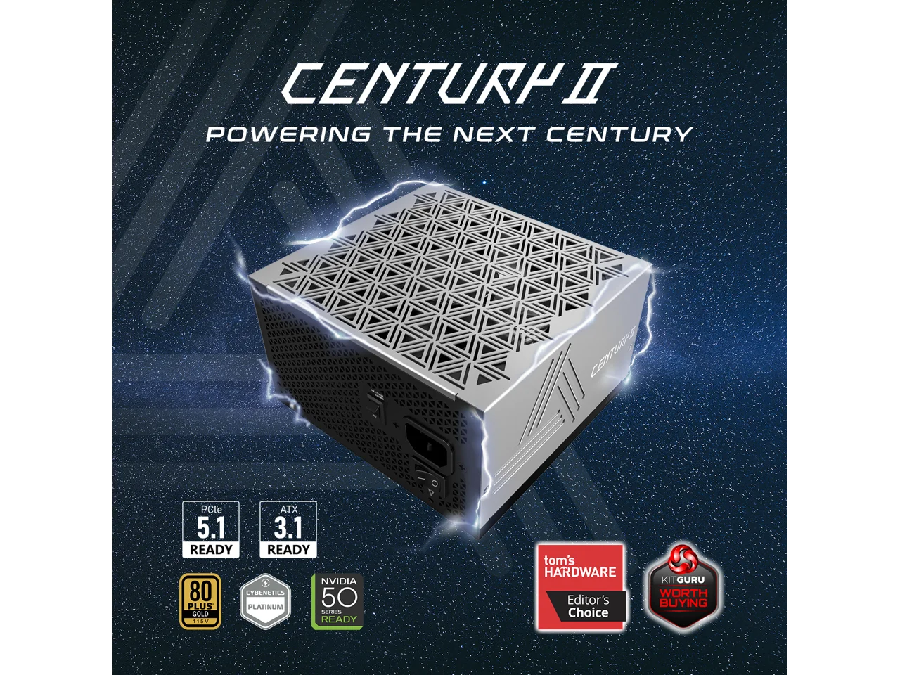 MONTECH CENTURY II - 850W High-End ATX Gaming Power Supply - 80 Plus Gold & Cybenetics Platinum