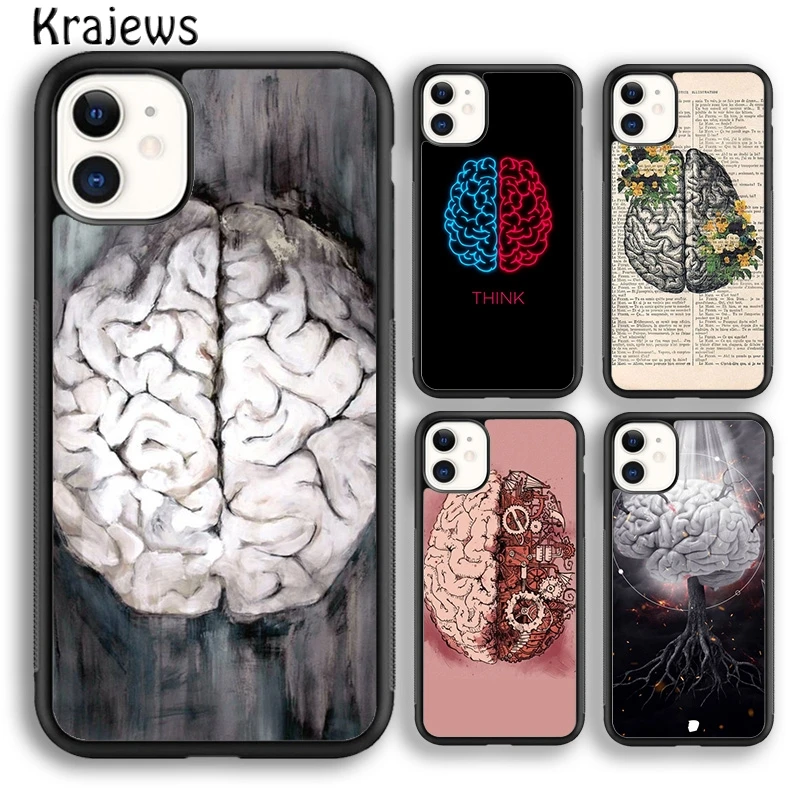 Krajews Anatomy Brain Soft Phone Case Cover For iPhone 16 15 SE2020 14 6 7 8 plus 11 12 13 pro max coque Shell Fundas