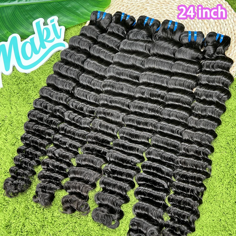 

Наборы волос Deep Wave 18A, 100% натуральные необработанные волосы, пряди для наращивания. # Натуральный черный цвет волос 1B, 1, 2, 3, 4 шт.