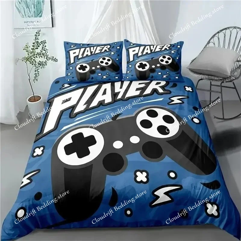 Gamer Bedding Sets for Boys Gaming Comforter Cover Children's Video Games Duvet Cover Gamepad Controller Gaming Designs Bed Set