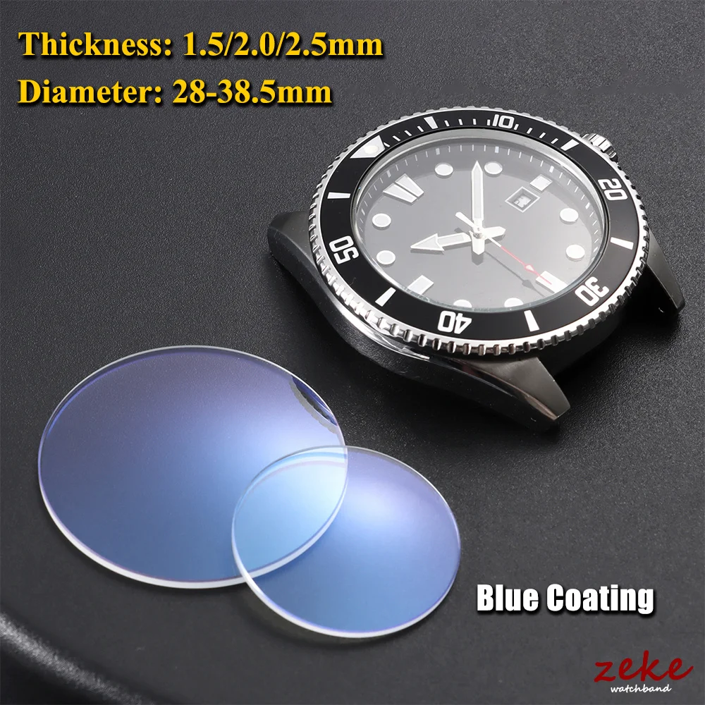 2.5/2.0/1.5mmThick Watch Glass Sapphire Replacement Double Dome AR Blue Diameters 28mm-38.5mm Blue Coated Crystal for Watchmaker