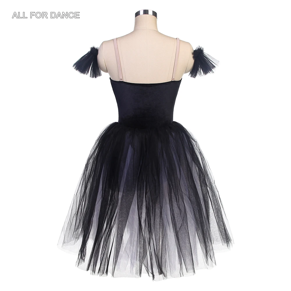 24030 Black Velvet Bodice with White Sequin Romantic Length Tutu Skirt Women Girls Stage Performance Costume 11 Sizes Available