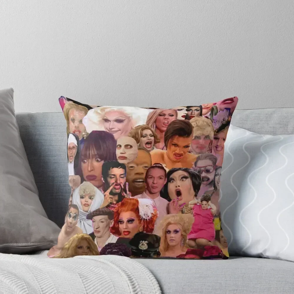 Iconic Drag Queens collage Throw Pillow Pillow Case Christmas Decorative pillowcase Anime pillow