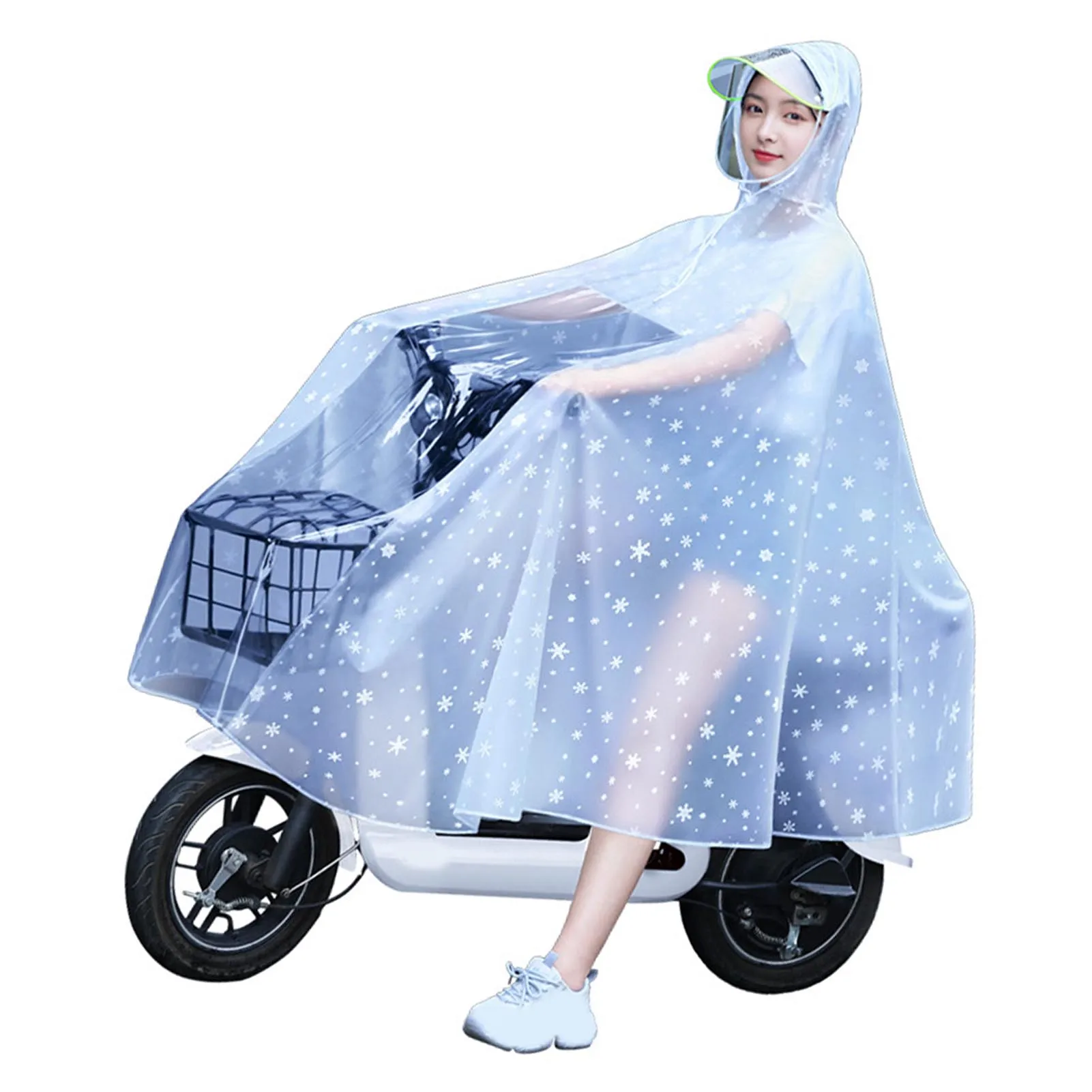 Chubasquero transparente para ciclismo para mujer, impermeable para bicicleta eléctrica, cuerpo completo, ligero, largo, Scooter, 4XL, copo de nieve, blanco