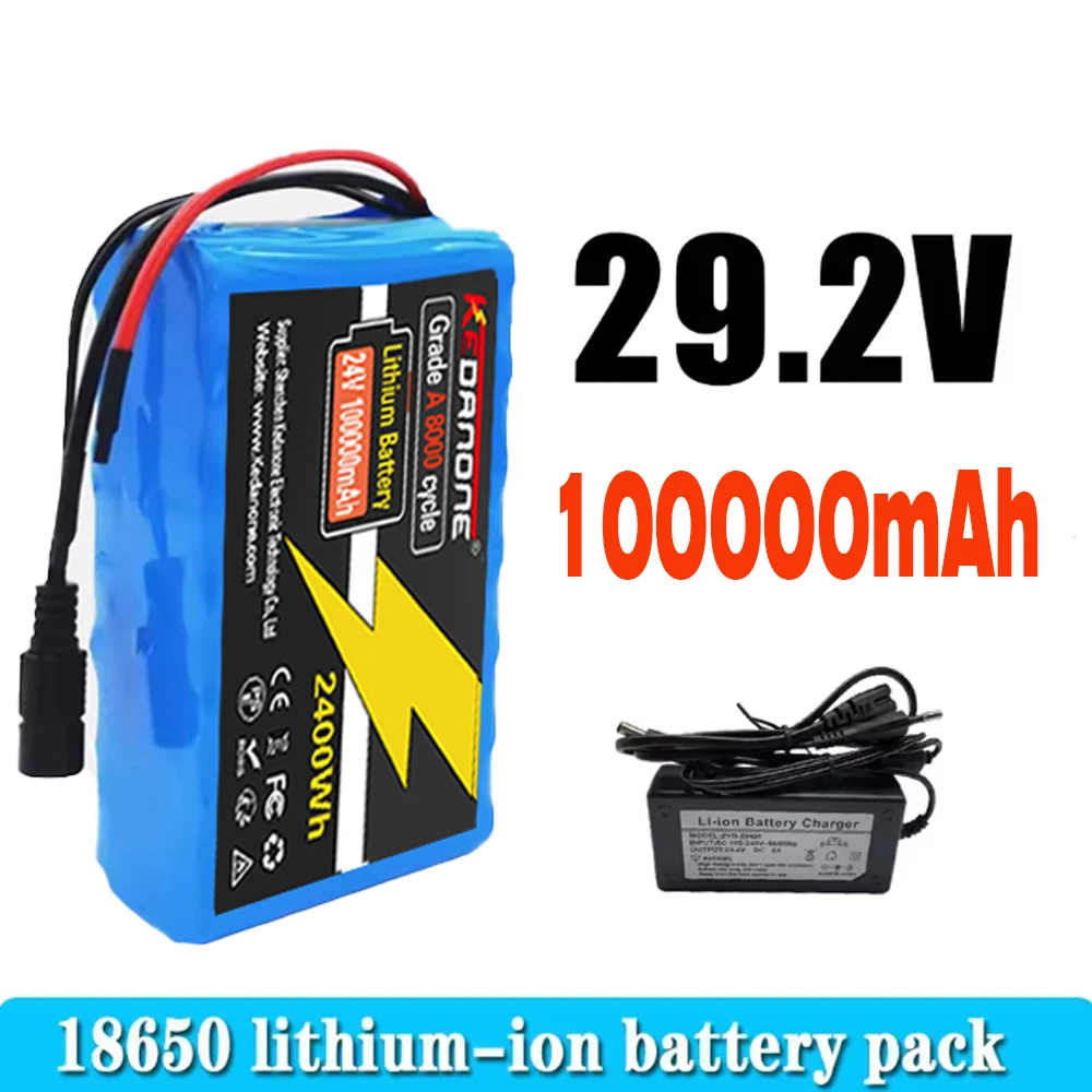 

25.2V 100000mAh 7S2P 18650 Li-ion Rechargeable Battery Pack with BMS For 29.4VElectric Scooter+Charger