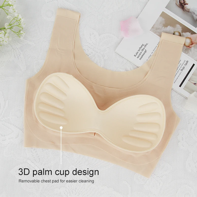 1960 Seamless Push Up Bra Removable Padded Underwear with Breathable Massage Point Spiral Grain Breast Prosthesis