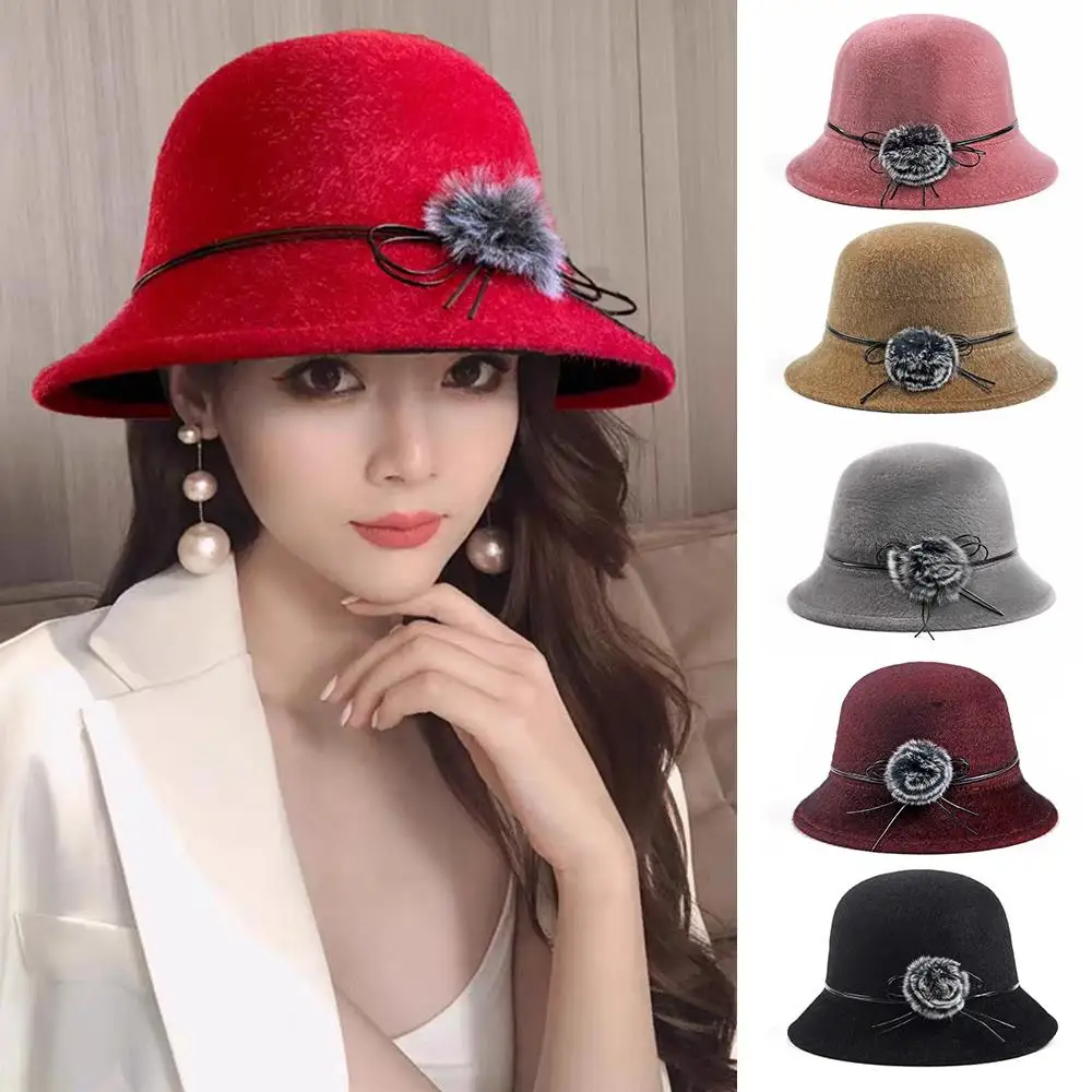 Fedoras boné bowler jazz boné blackpink feminino chapéu cúpula chapéus elegante vintage outono lã senhoras chapéu de inverno mulher acessórios
