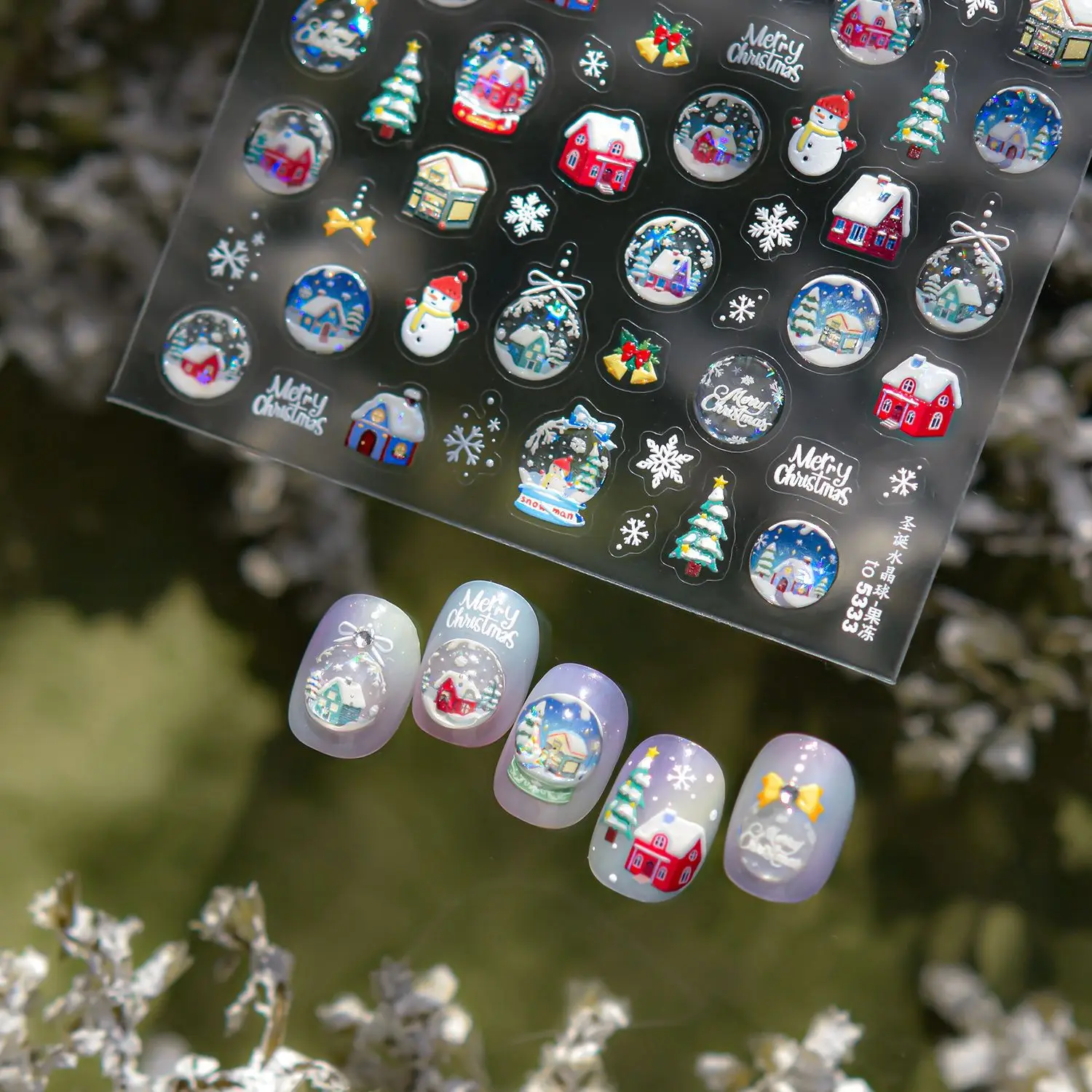 Nail Art Stickers Embossed Brown Christmas Gingerbread Man Adhesive Decals Winter Dreamy DIY Manicure Decoration Portable Party