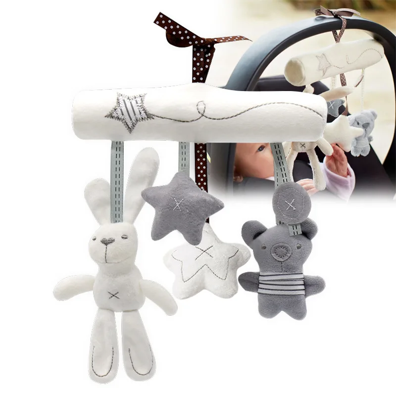 

Infant Toddler Rattles Toys For Baby Stroller Crib Soft Rabbit Bear Style Pram Hanging Toys Plush Appease Doll Bed Accessories