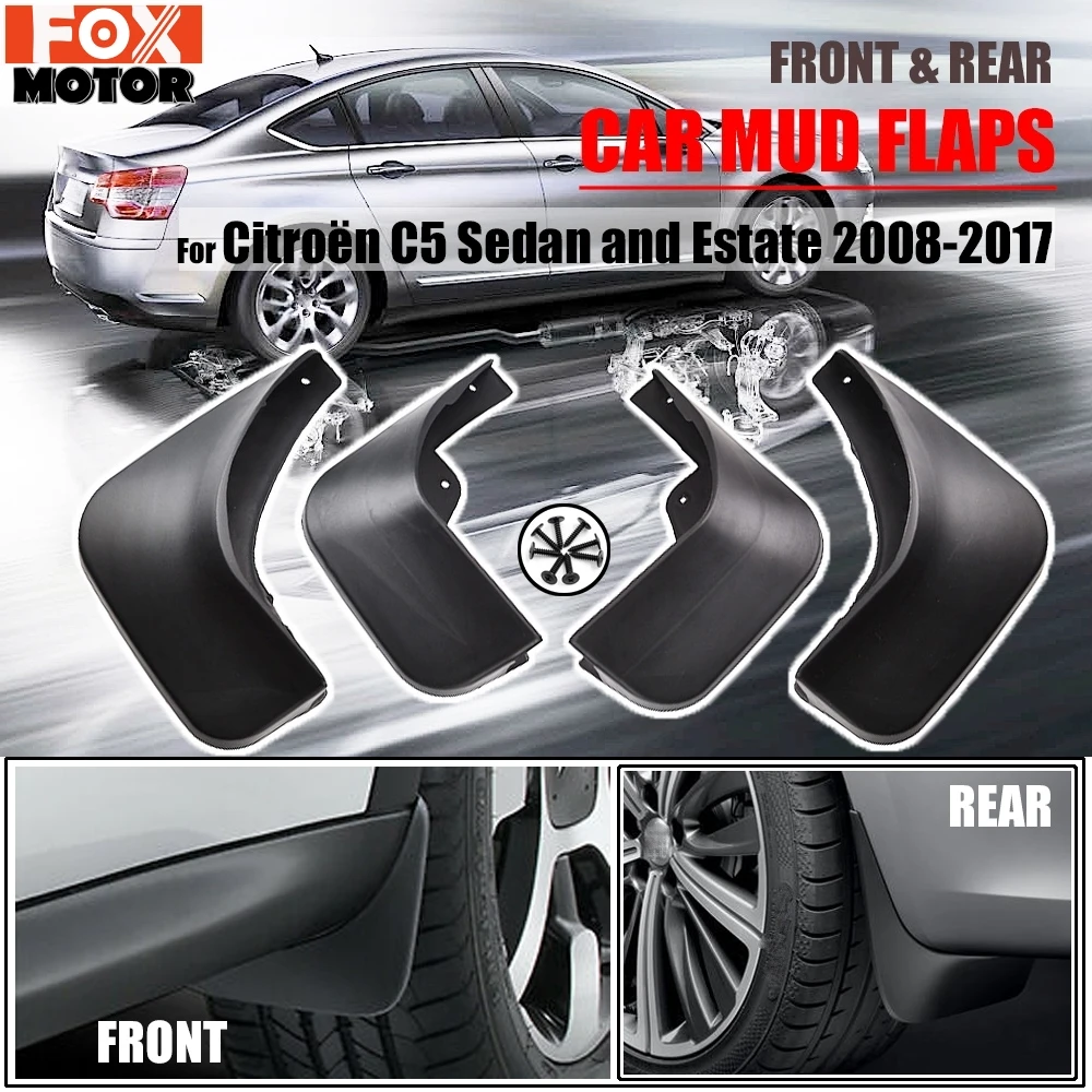 For Citroen C5 2008-Onwards Mudflaps Splash Guards Mud Flap Mudguards Fender 2014 Front Rear 2013 2016 Set Molded Car Mud Flaps