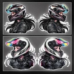1pc Cartoon Biker Girl Motorcycle Stickers Scratch Covering Vinyl Decals Front Cowl Fuel Tank Helmet Waterproof Anime Decoration