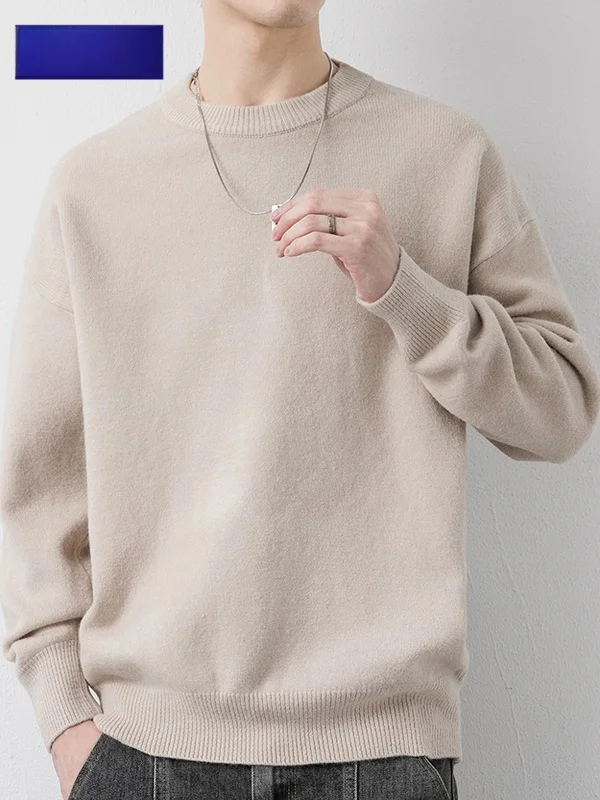 

Осень-зима, мужской круглый вязаный свитер Ne, цветной базовый слой, модная молодежная верхняя одежда, свободная посадка, длинный све