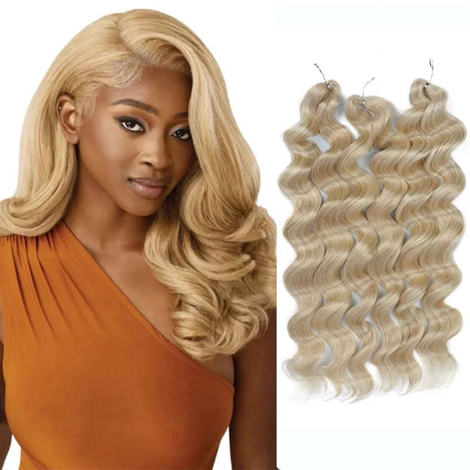 

Body Wave Synthetic Hair Crochet Hair Extension 26 Inch 3 Pcs/Strand Blonde Crochet Hair Braiding Hair Extensions For All Season