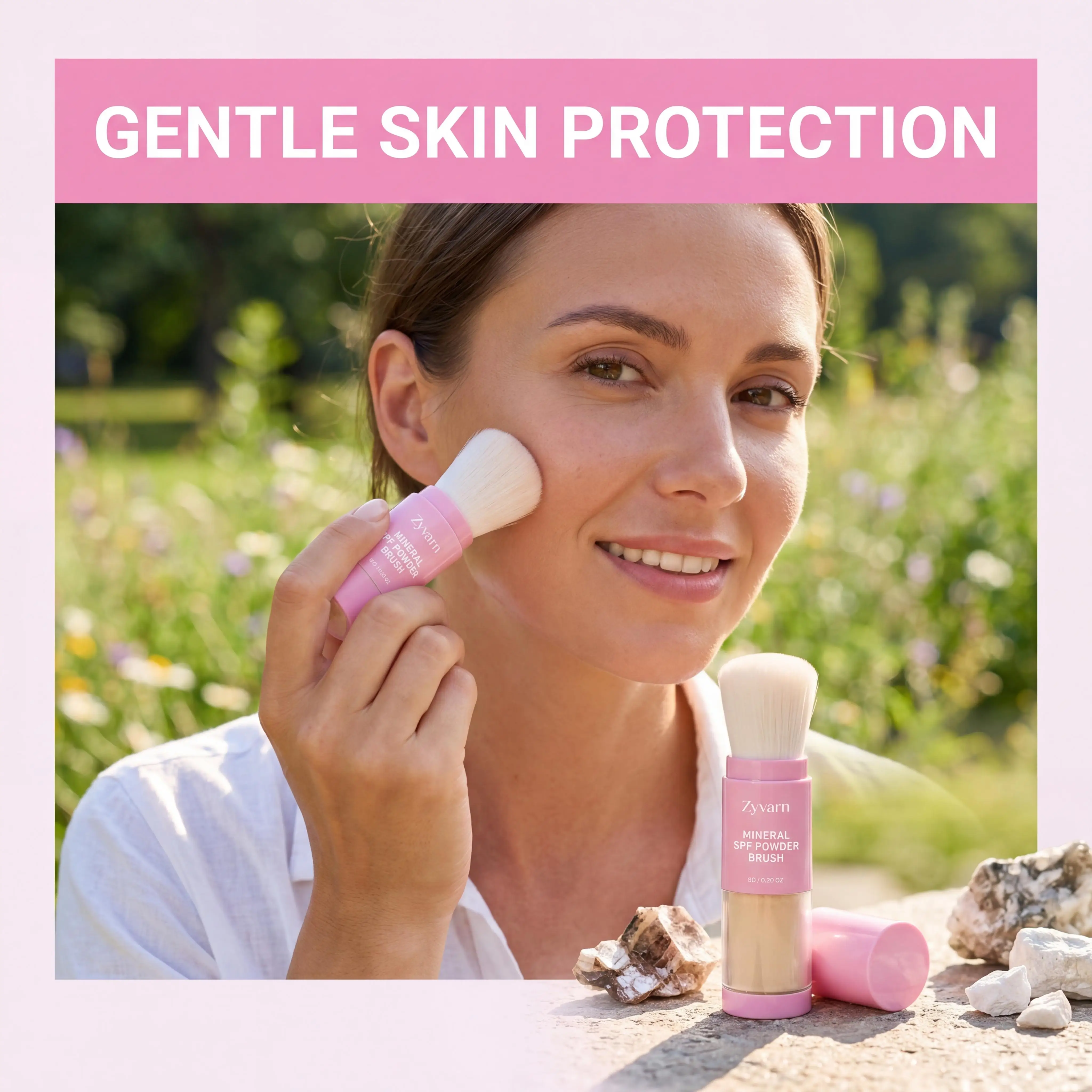 SPF 50 Mineral Sunscreen Loose Powder Broad Spectrum UVA/UVB Protection Sun Block Sweatproof On-The-Go Use Sunscreen With Brush view 3