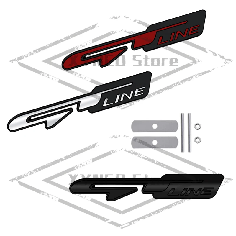 3D GT Line Logo For Sorento Sportage Ceed Picanto K5 K9 K3 Stinger Emblem Metal Badge Decal Car Head Grille Rear Trunk Sticker