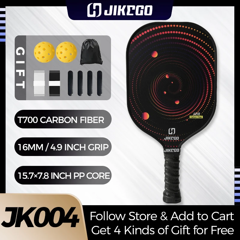 

JIKEGO Carbon Fiber Pickleball Paddle Set 16mm Pickle Ball Racket Racquet Professional Lead Tape Cover