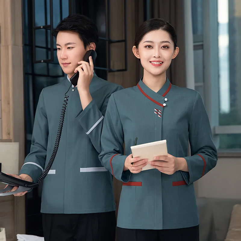 زي تنظيف غرفة الفندق الخريف الشتاء الملكية فندق تنظيف الموظفين الزي الرسمي مول مستشفى تنظيف عمال للجنسين #2