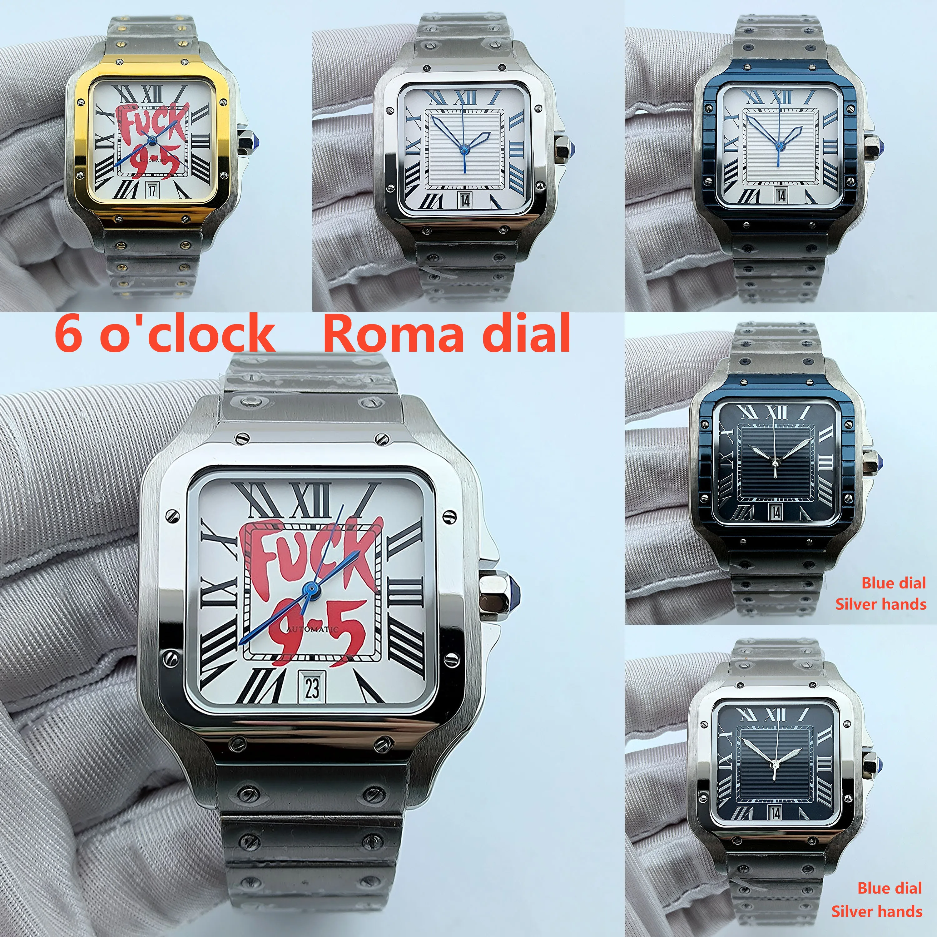 N H35 Watch custom Square Dial Roma/Arabic Dial Watch Case Folding Buckle Square Case fit N H35 N H36 movement Watch accessories