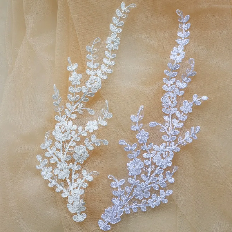 

5 пар новых кружевных тесьм с белой вышивкой для самостоятельного изготовления свадебных и вечерних платьев