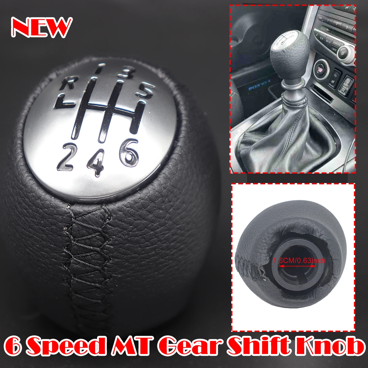

6 Speed Gear Shift Knob Leather Handleball For Renault Duster Dacia Nissan Terrano 2012 2015 Laguna Megane CC Nissan Interstar