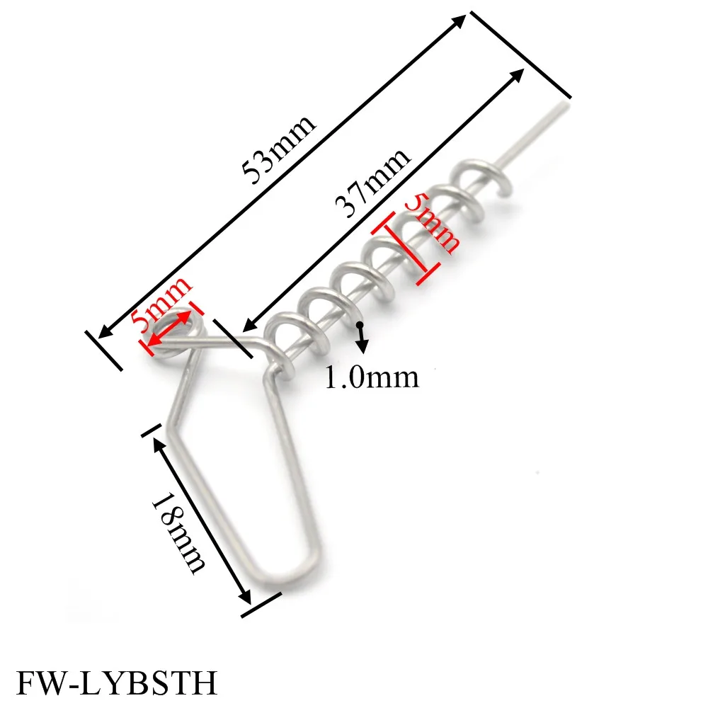 20PCS Softbait fishing lure Swimbait shad  Fish Screw 304 Stainless Steel Spring Lock Pin