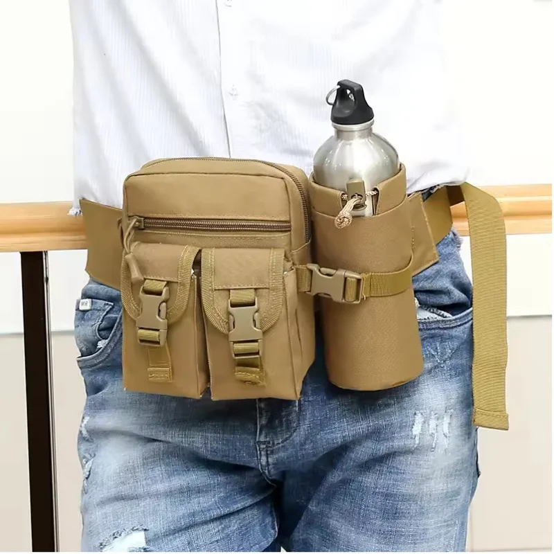 Outdoor Waist Bag Men Tactical Water Bottle Waterproof Bags Camouflage Hunting Hiking Climbing Bag Nylon Mobile Phone Belt Pack view 3