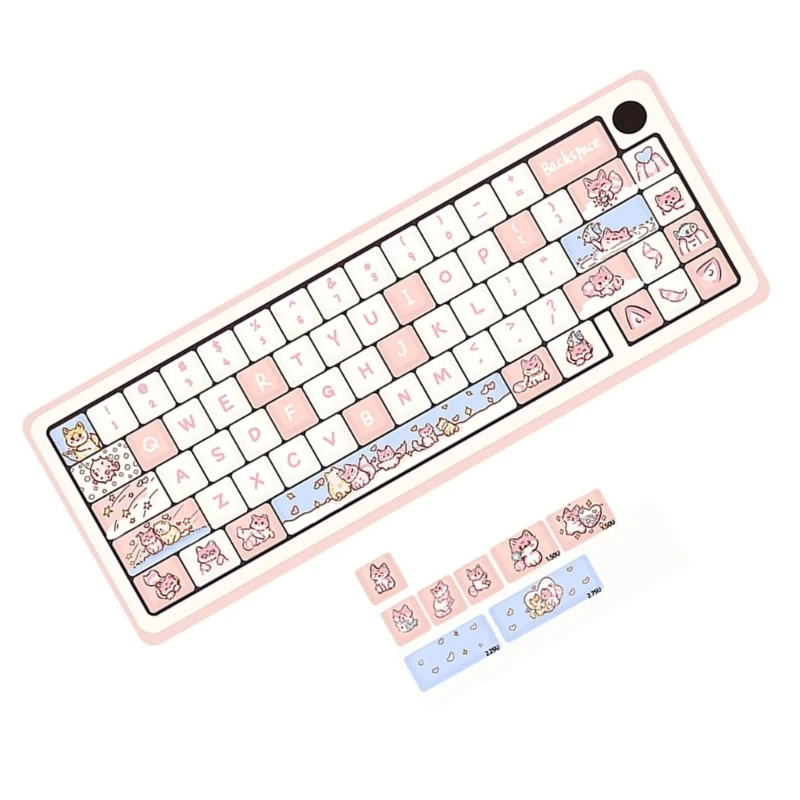 74 Keys Cute Animal Theme PBT 5 Sided DYE-SUB Keycap MDA Profile Key Caps for Mechanical Keyboard CherryMx Switches Dropship