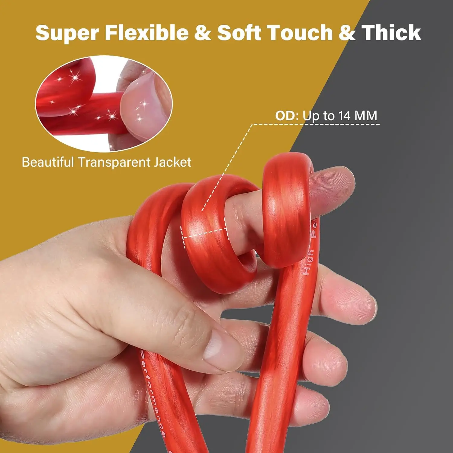 0 AWG Power Ground Wire Cable 30 ft Each Red Black Translucent for Car Audio Solar RV Marine Battery Welding view 2