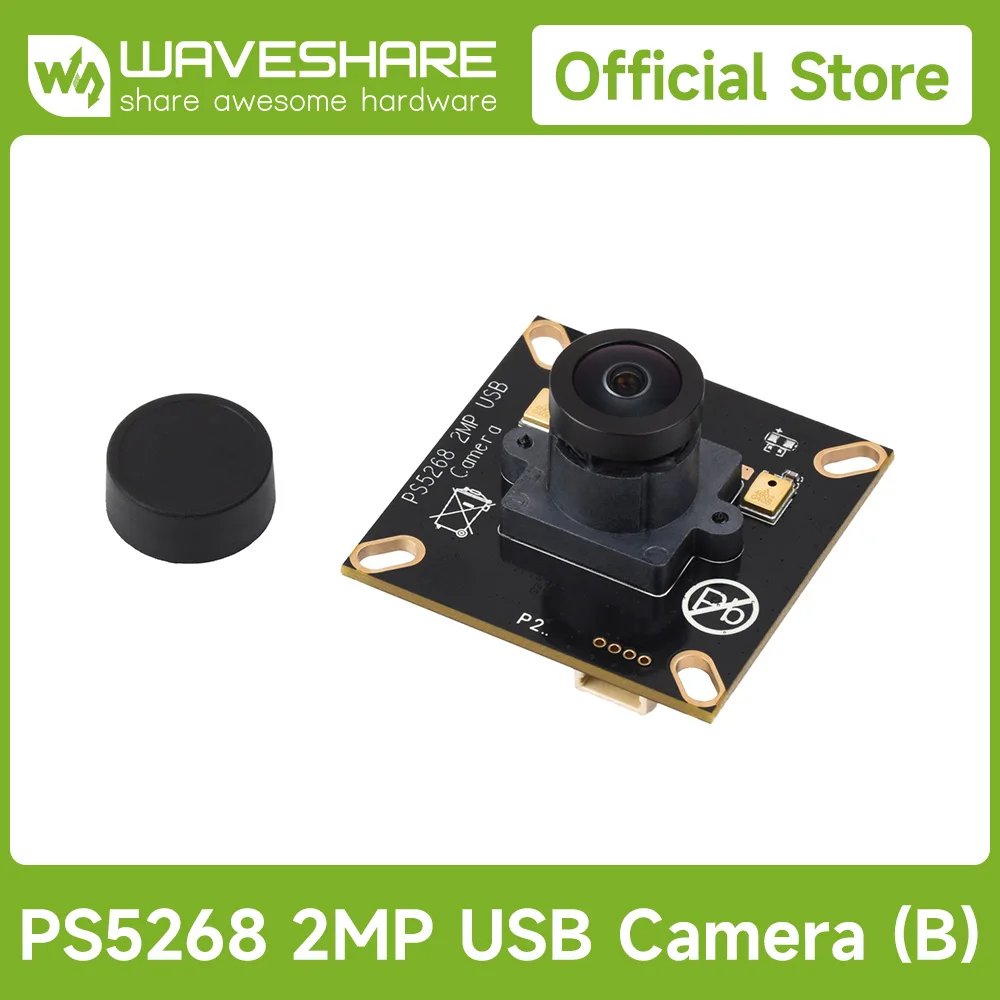 Waveshare PS5268 2MP M12 Camera Module Type B, USB 2.0 Header, High Dynamic Range, Rolling Shutter, Onboard Dual Microphones
