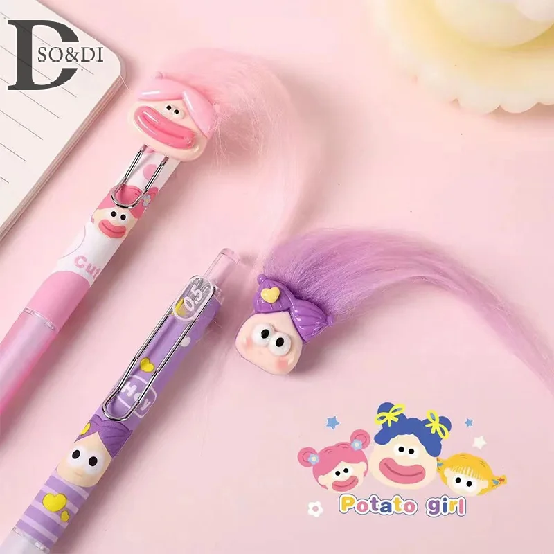 Desenhos animados Explosão Cabelo Salsicha Boca Gel Pen, Adorável Criativa de Secagem Rápida Canetas, Material escolar e de Escritório, Boneca Papelaria, 1Pc