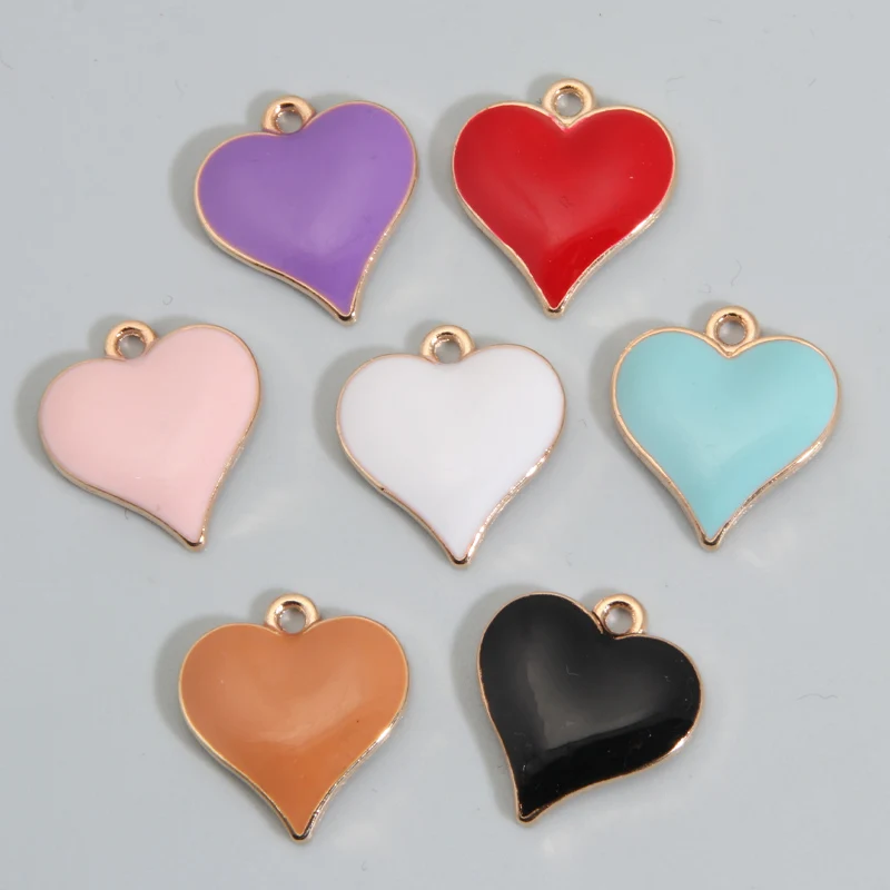 10pcs Enamel Love Hearts Charms Fashion Romantic Colorful Pendants For Making Jewelry Findings DIY Handmade Accessories