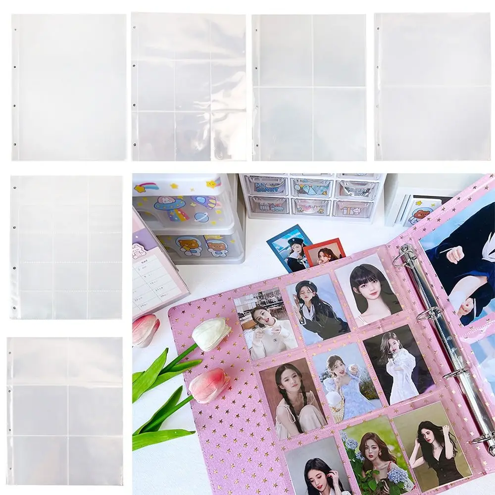 Mehrfach-Taschen A4 Kpop Fotokarten-Sammelmappe PP DIY Fotoalbum Nachfüllseiten Transparent 4-Loch 4-Ring Fotokartenhalter