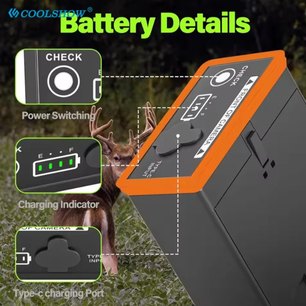 بطاريات 5000 مللي أمبير في الساعة EM8 لكاميرا EDGE PRO، EDGE 2 / 2PRO Moultrie Trail EM8 بطارية قابلة للشحن