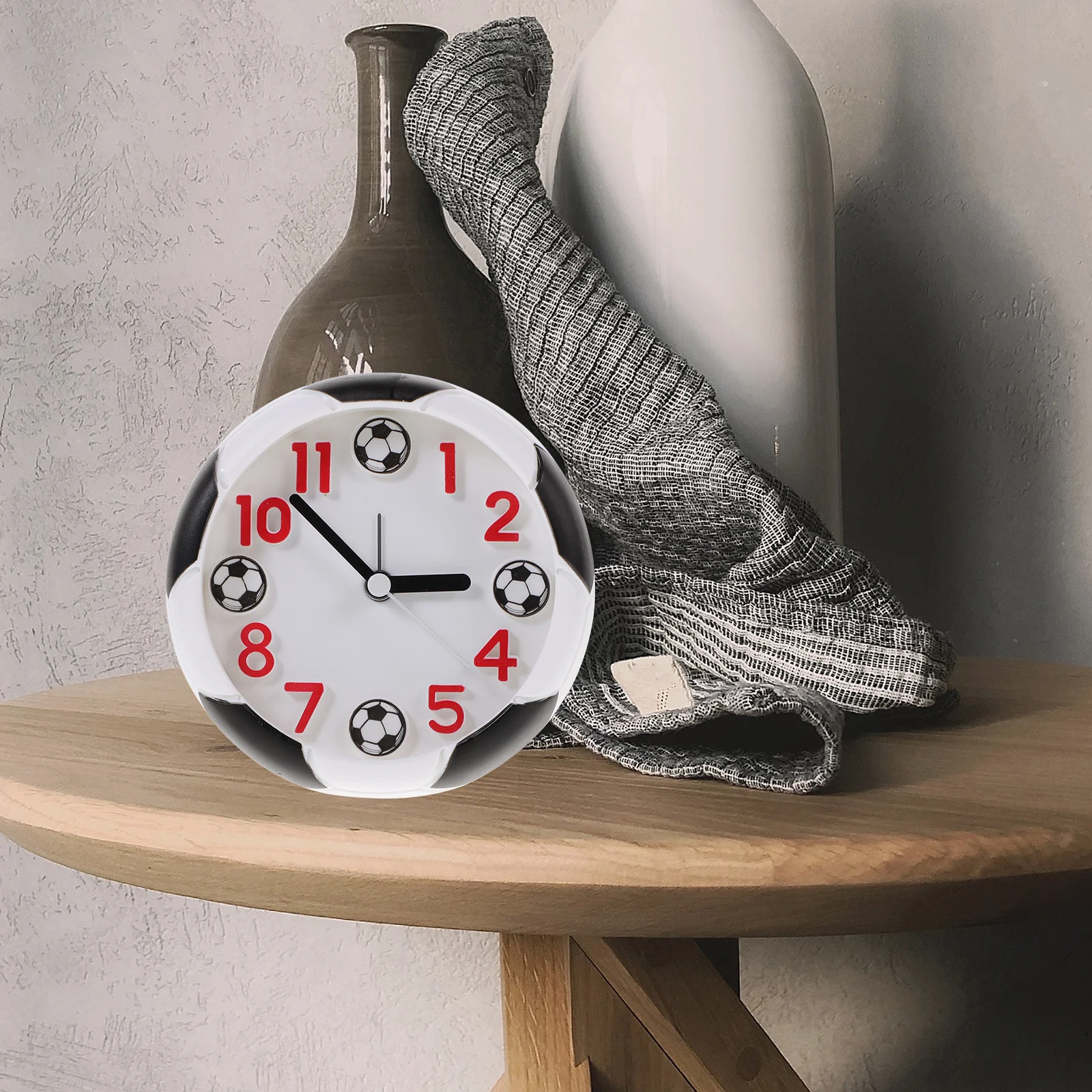 

Student Soccer Desktop Alarm Clock Creative Football Shape Design Excellent Room Decor Gift Football Alarm Clock