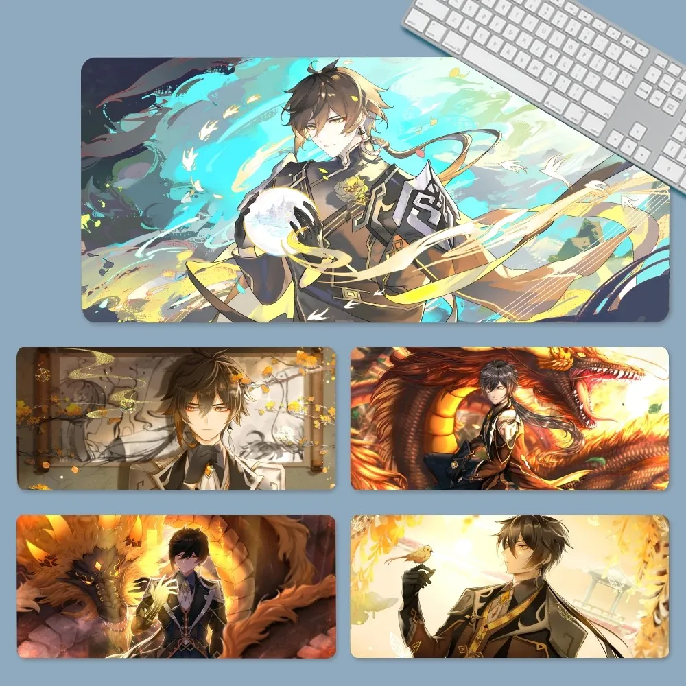 Anime Genshin Impact Zhongli Mousepad Large Gaming Mouse Pad LockEdge Thickened Computer Keyboard Table Desk Mat