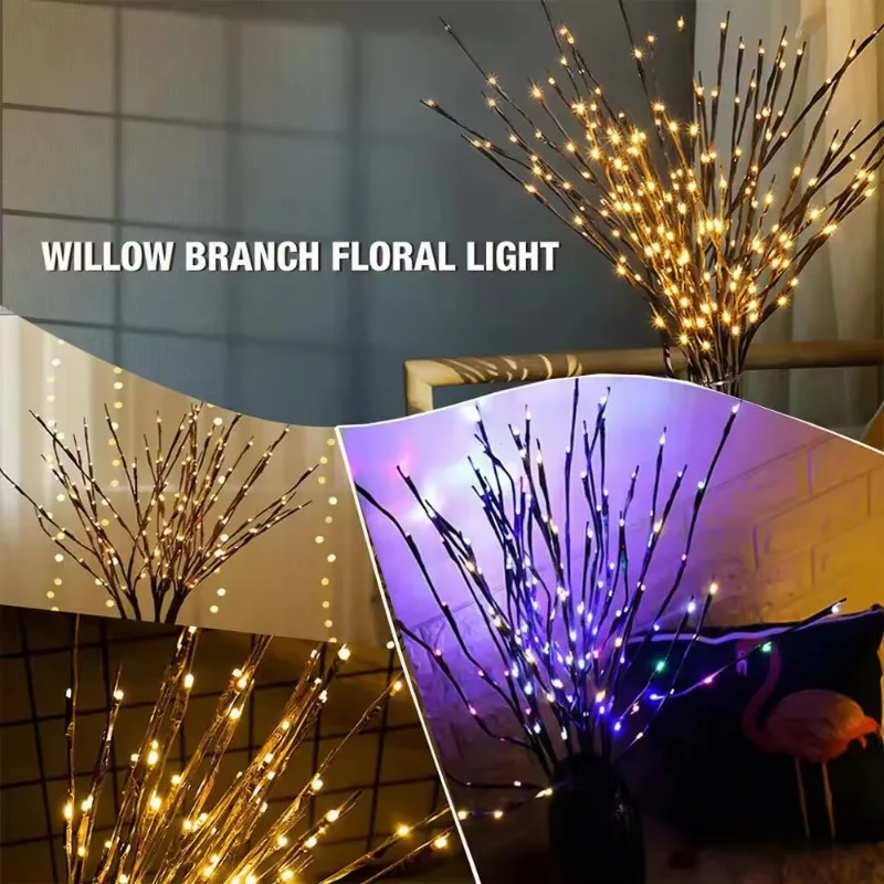 LED Simulação Branch Light String para Decoração Interior, Luz Rattan, Caixa De Bateria, Natal