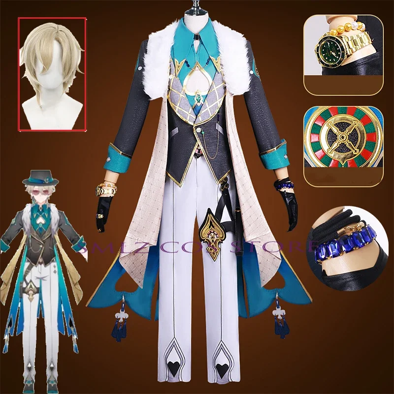 Lussuoso avventurina Cosplay Anime Honkai: Star Rail Cosplay parrucca Trench accessori uniformi vestito Halloween Party Outfit per gli uomini