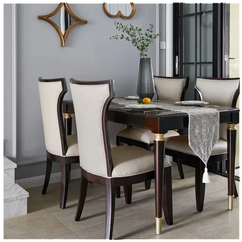 

American light luxury dining table and chair combination small apartment dining room furniture modern simple solid wood dining