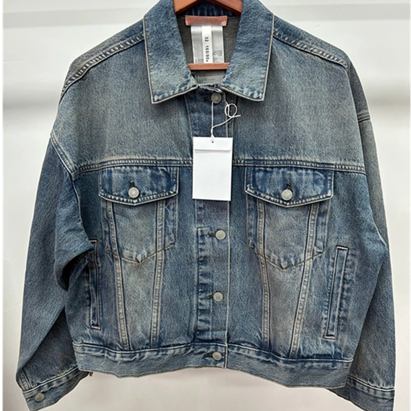 

Jenny&Dave Women's Jacket Woman Clothes Minimalist Women's Denim Jacket Retro Washed Boyfriend Loose Bomber Jacket For Ladies